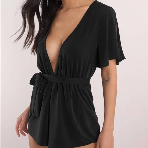 Setting Fires Black Plunging Romper - Picture 2 of 4
